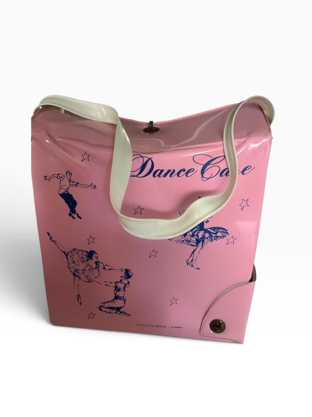 Vintage PINK Vinyl BALLET BOX Dance Class Shoes Storage Tote Bag